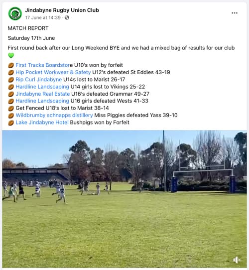 Jindabyne Bushpigs Match Results Facebook