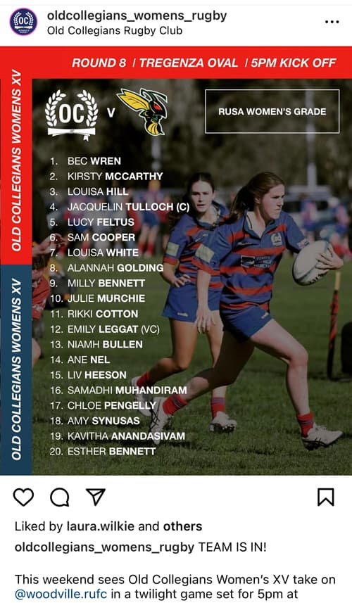 Team List Old Collegians Womens Instagram