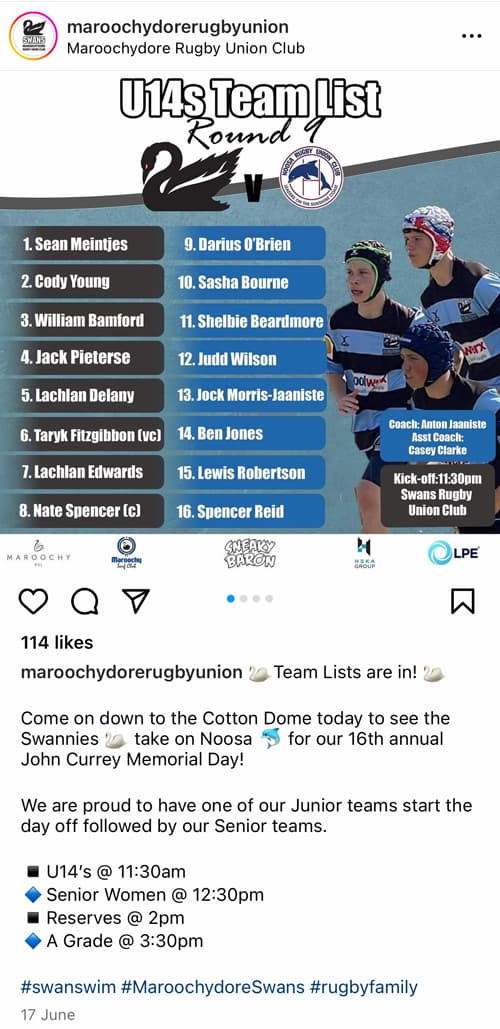 Team List - Maroochydore